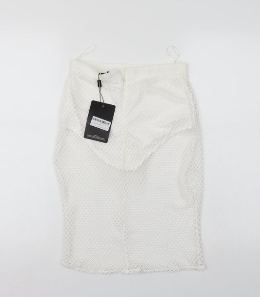 Pretty little thing Womens White   A-Line Skirt Size 6  - Fishnet