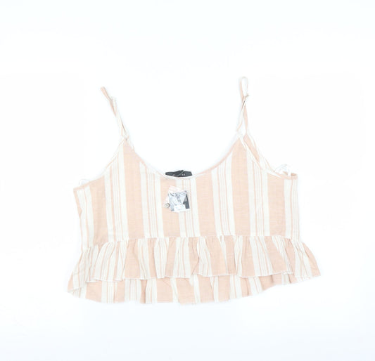 Primark Womens Pink Striped Camisole Blouse Size 14 - cropped