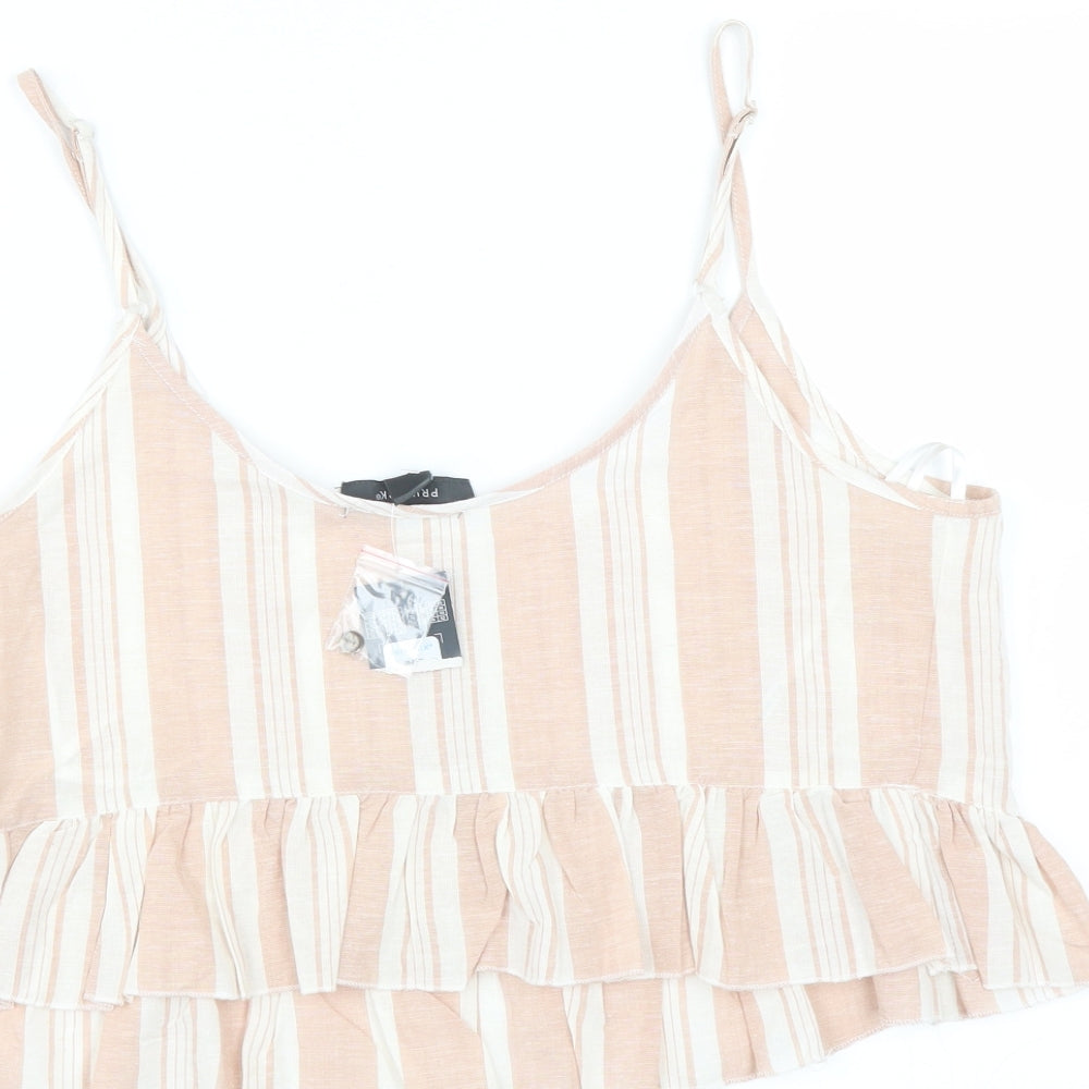 Primark Womens Pink Striped Camisole Blouse Size 14 - cropped