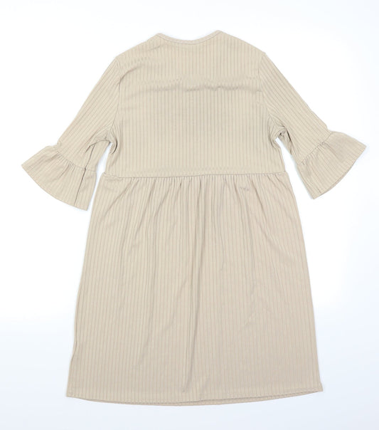 Boohoo Womens Beige Skater Dress Size 8