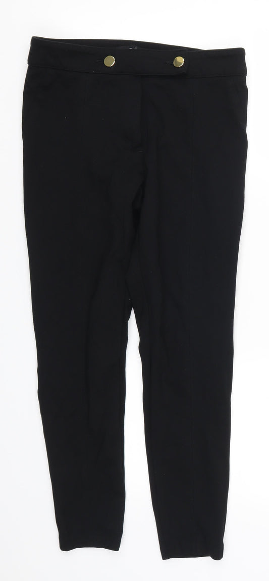 Womens UK Size 10 F&F Regular Fit Black Trousers