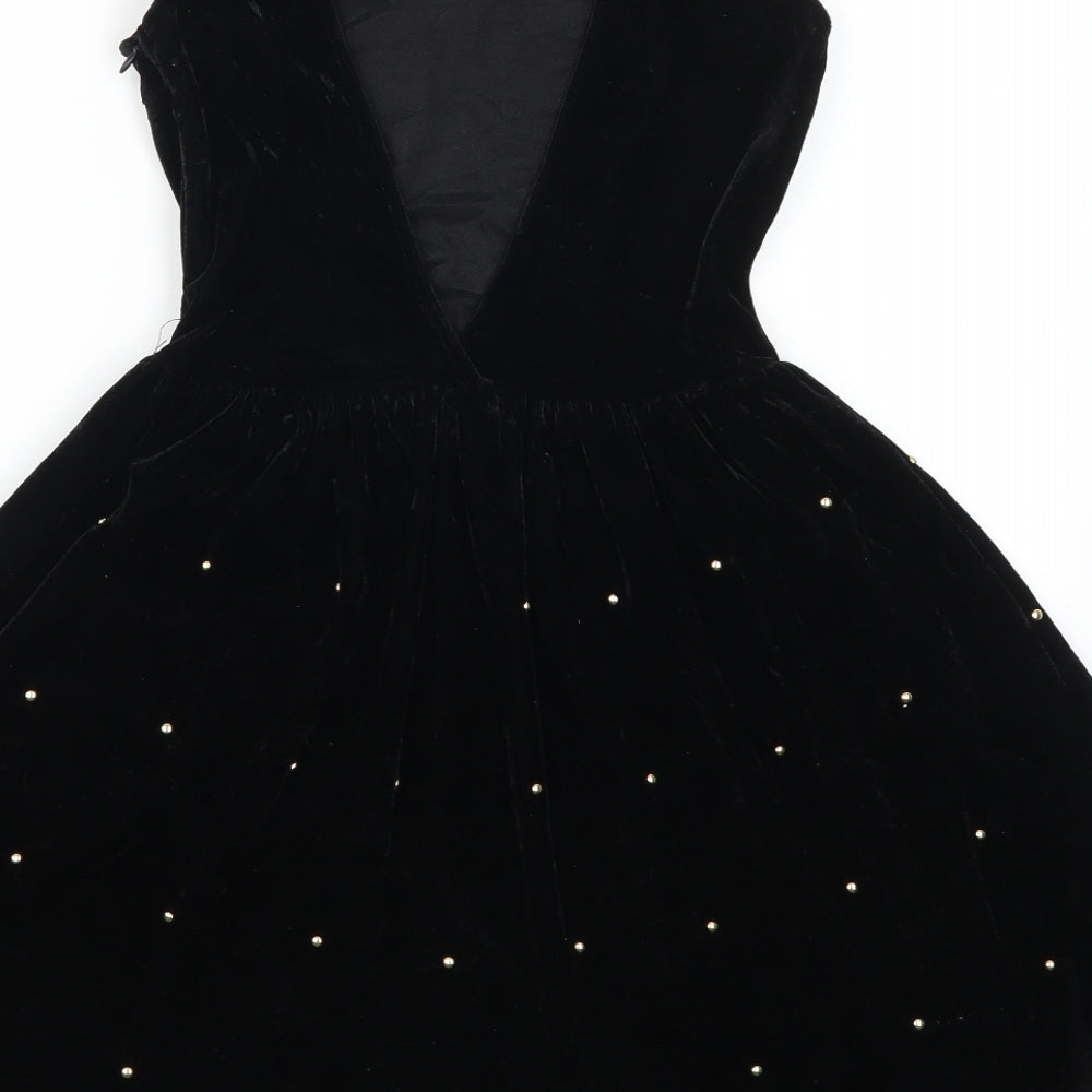 Hearts & Bows Womens Black Polka Dot Skater Dress Size 6