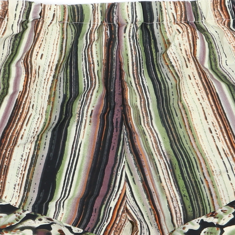 Boohoo Womens Grey Striped Paperbag Shorts Size 10