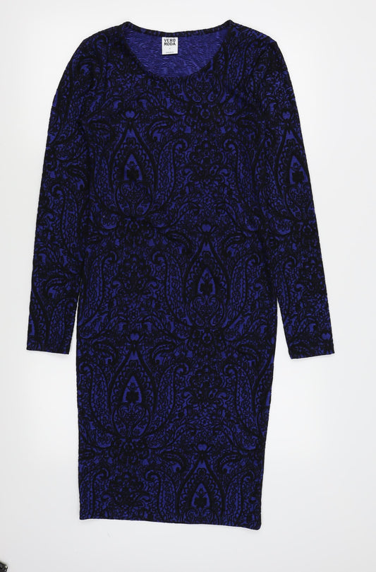 Vero Moda Womens Blue Floral T-Shirt Dress Size S