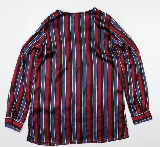 Body Flirt Womens Red Striped Basic Blouse Size 10