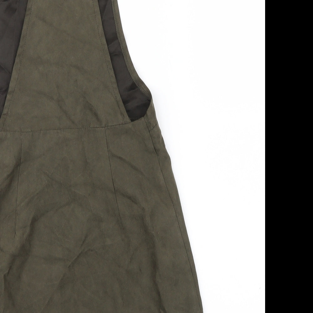 Primark Womens Green Houndstooth A-Line Size 6 - Dungaree dress