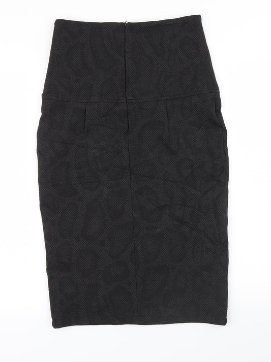 Preworn Womens Black Geometric A-Line Skirt Size M
