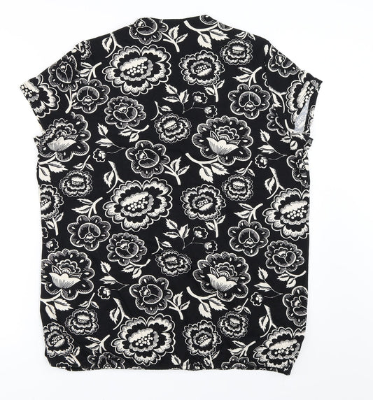 George Womens Black Floral Basic T-Shirt Size 16