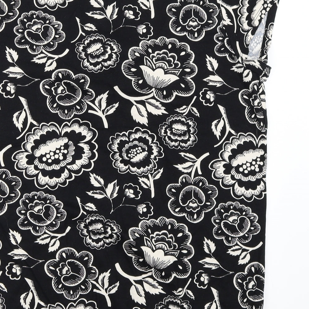 George Womens Black Floral Basic T-Shirt Size 16