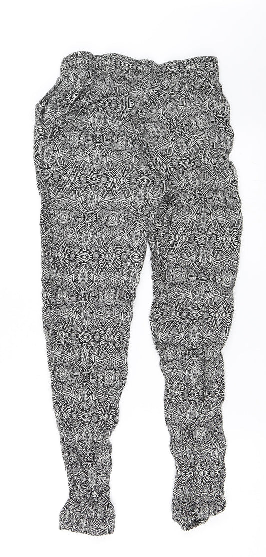 New Look Womens Black Geometric Jogger Trousers Size 8 L27 in