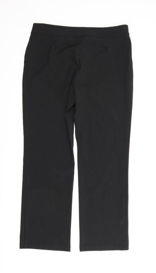 M&S Womens Black Striped Trousers Size 14 L28 in