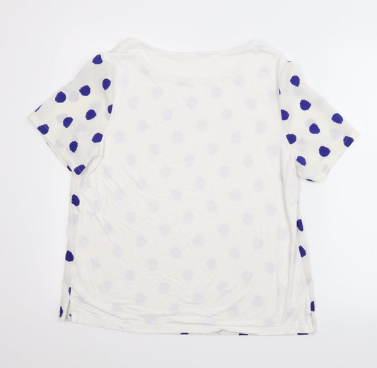 M&S Womens White Polka Dot Basic Blouse Size M