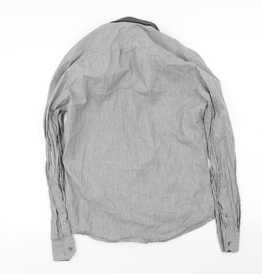 Mens UK Size M NEXT Grey Button-Up Long Sleeve Casual Shirt