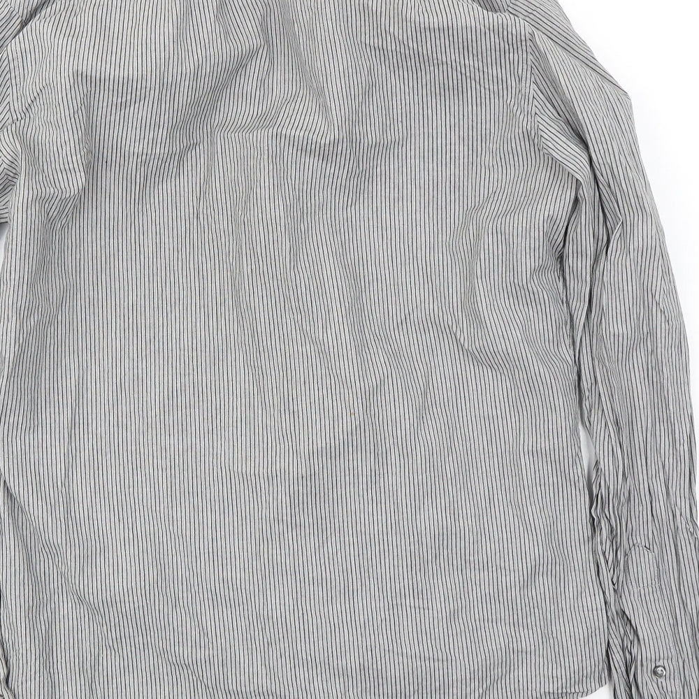 Mens UK Size M NEXT Grey Button-Up Long Sleeve Casual Shirt