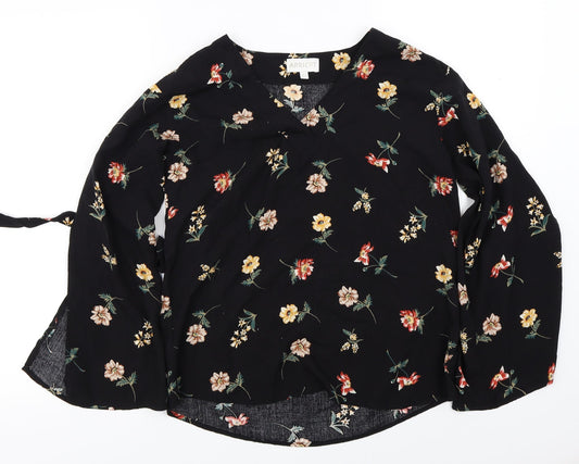 Womens UK Size 8 Apricot Black Basic Blouse