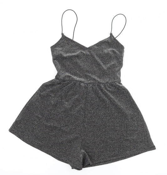 Womens UK Size 4 H&M One-Piece Silver Playsuit