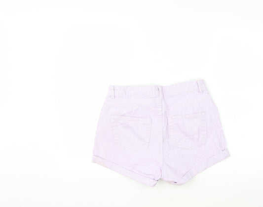 Denim & Co. Womens Purple Denim Cut-Off Shorts Size 12