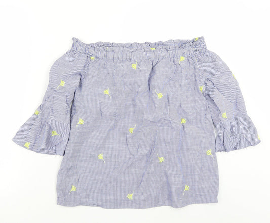 F&F Womens Blue Striped Basic T-Shirt Size 10