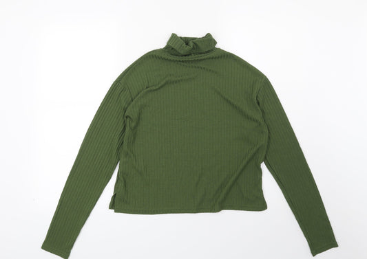 H&M Womens Green Striped Pullover Sweatshirt Size S