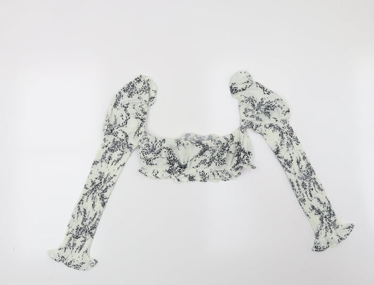 PRETTYLITTLETHING Womens White Geometric Basic Blouse Size 8