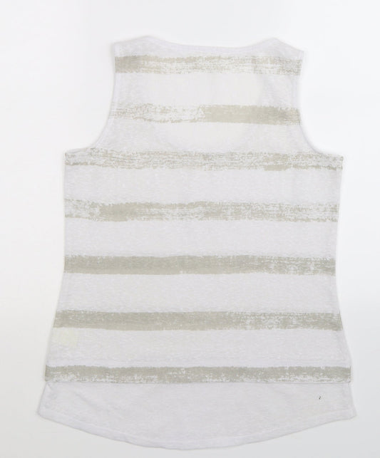 ecru Womens White Striped Basic Tank Size S