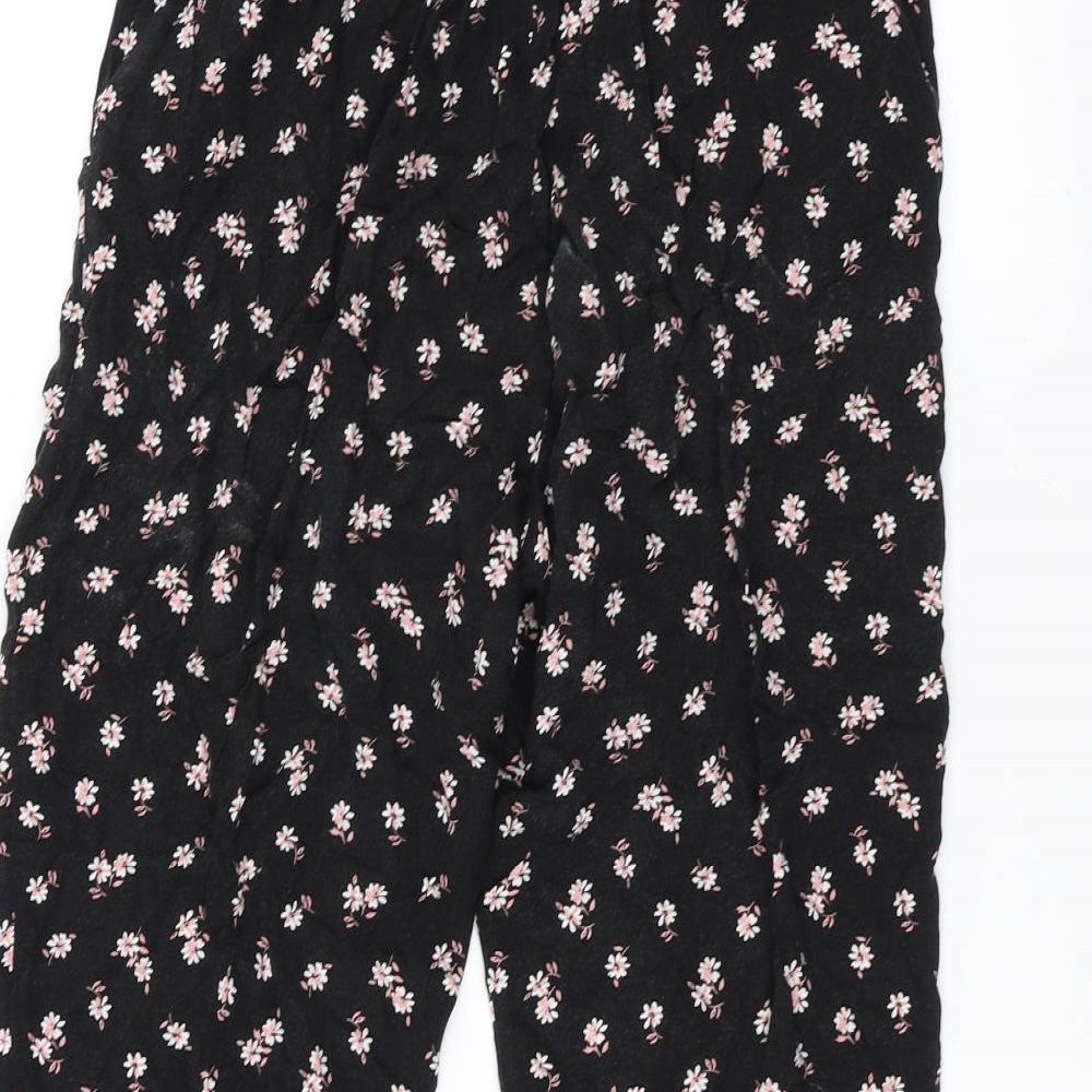 New Look Womens Black Floral Trousers Size 8 L20 in