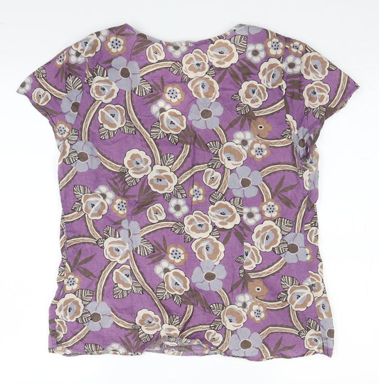Womens UK Size 14 Casual Club Purple Basic Blouse