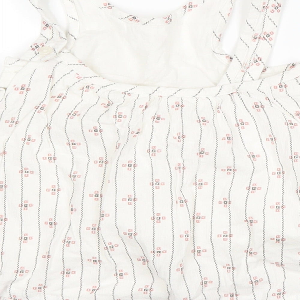 Marks and Spencer Girls White Striped Pinafore/Dungaree Dress Size 3-6 Months