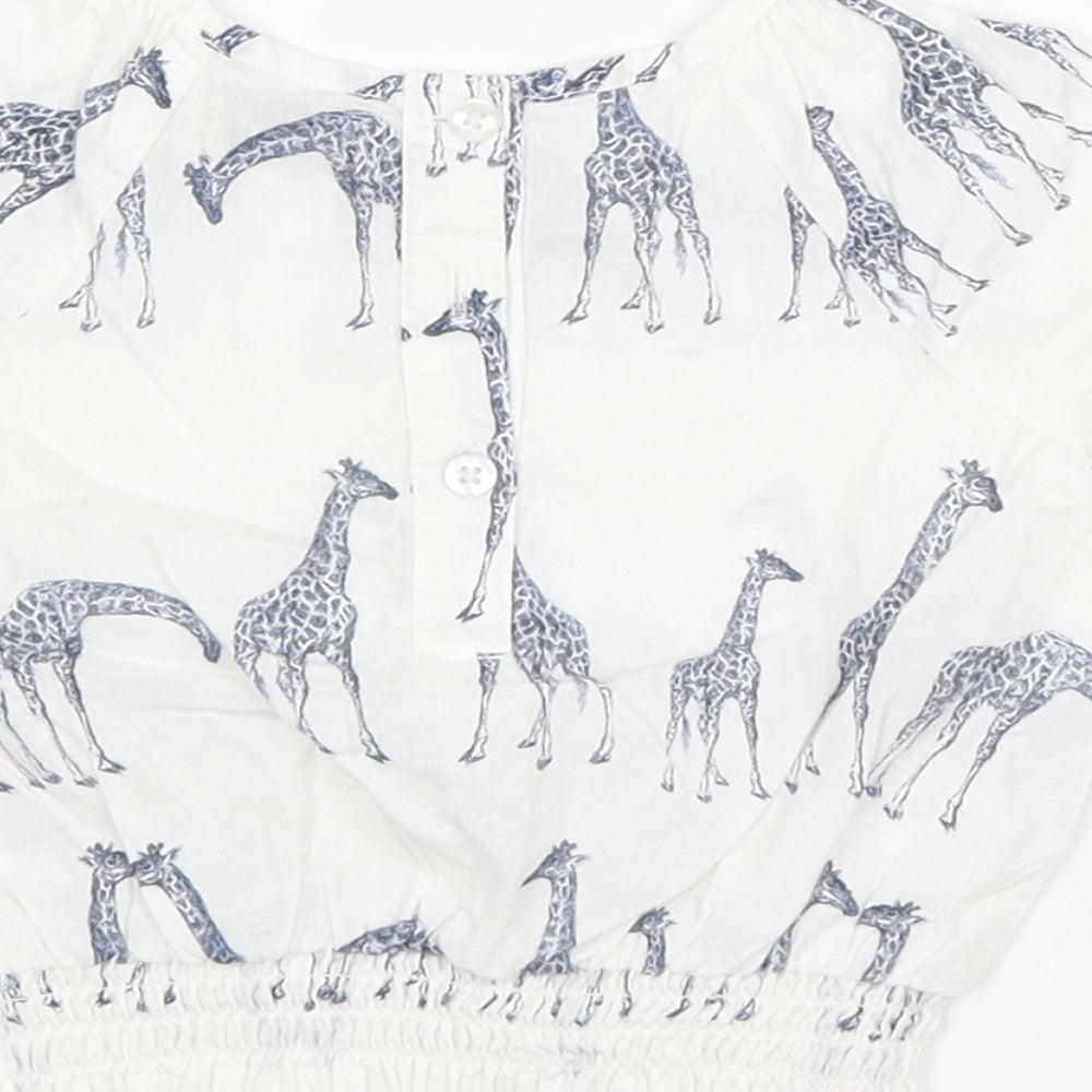 Next Girls White Basic T-Shirt Size 3-6 Months - Giraffe Print