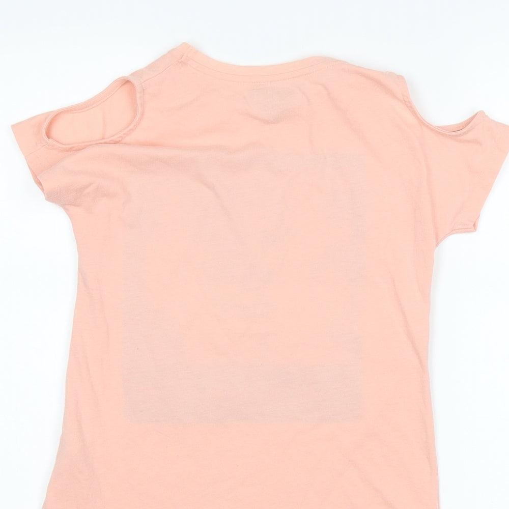 F&F Girls Pink Basic T-Shirt Size 10-11 Years - dog cut out shoulder