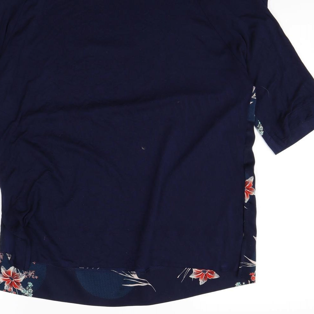 m&S Womens Blue Floral Basic Blouse Size 14