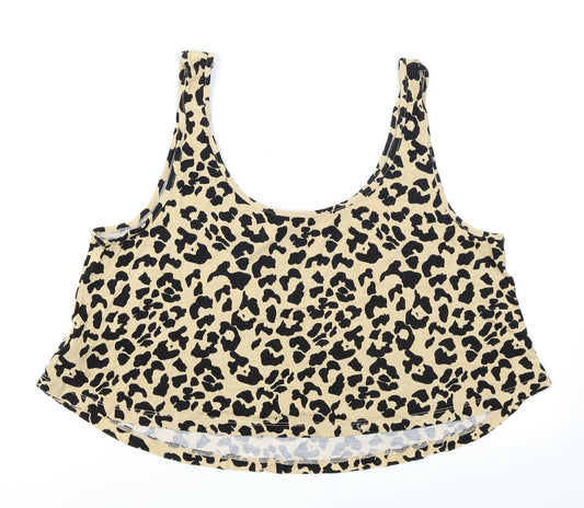 Primark Womens Brown Animal Print Cropped Tank Size L