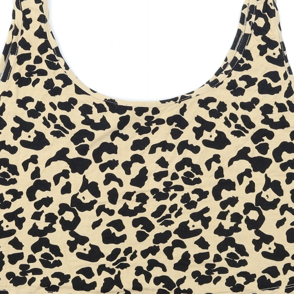 Primark Womens Brown Animal Print Cropped Tank Size L