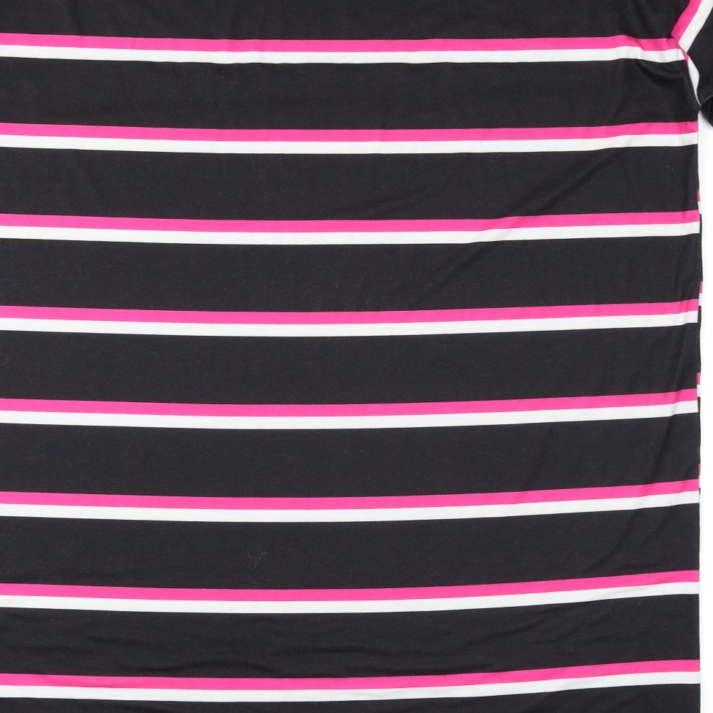 I SAW IT FIRST Womens Black Striped T-Shirt Dress Size 8