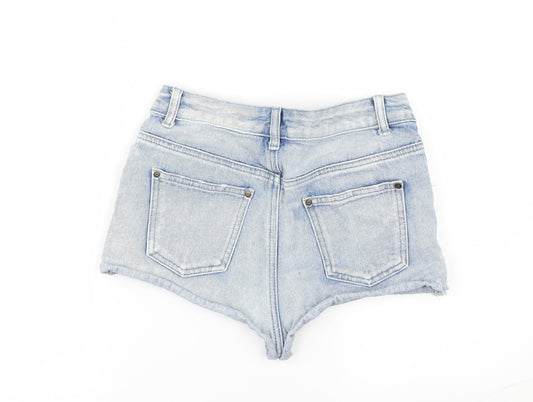 Denim & Co. Womens Blue Denim Paperbag Shorts Size 8 - Distressed