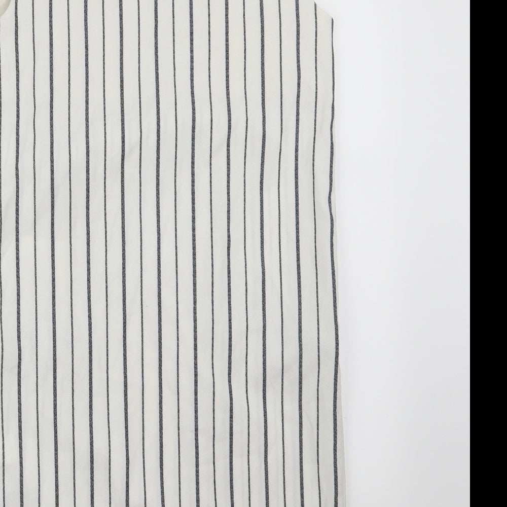 Zara Womens White Striped Pinafore/Dungaree Dress Size XS