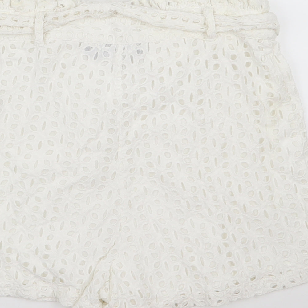 the fashion bible Womens White Paperbag Shorts Size 8
