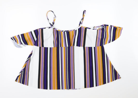 QED London Womens Multicoloured Striped Basic Blouse Size L