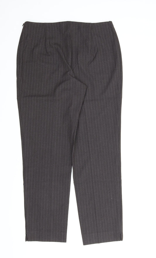 M&S Womens Brown Striped Pedal Pusher Trousers Size 16 L27 in