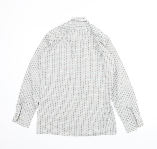 Mens UK Size 14.5 Main Man Grey Button-Up Long Sleeve Casual Shirt