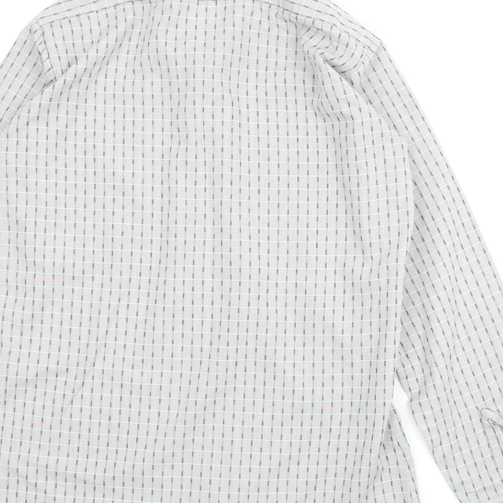 Mens UK Size 14.5 Main Man Grey Button-Up Long Sleeve Casual Shirt