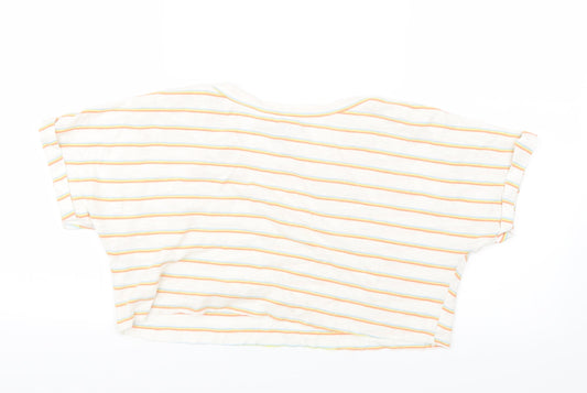 Primark Womens Red Striped Cropped T-Shirt Size 6