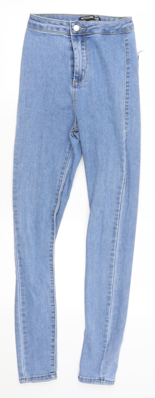 PRETTYLITTLETHING Womens Blue Denim Skinny Jeans Size 6 L27 in