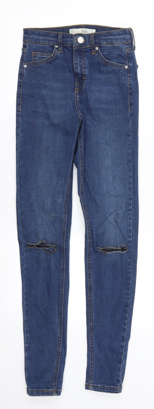 Womens UK Size 25 in Topshop Regular Fit Skinny Blue Jeans
