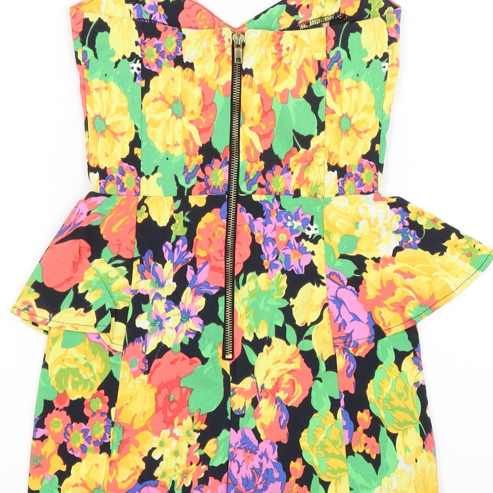 River Island Womens Yellow Floral Shorts One-Piece Size 6