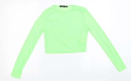 Womens UK Size 10 Boohoo Green Basic T-Shirt