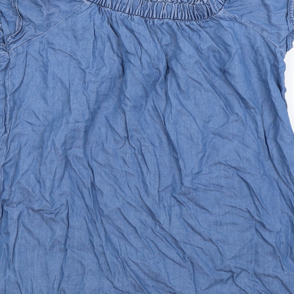 Womens UK Size 14 Peacocks Blue Basic Blouse