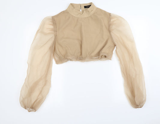 Womens UK Size 12 Misspap Brown Basic Blouse