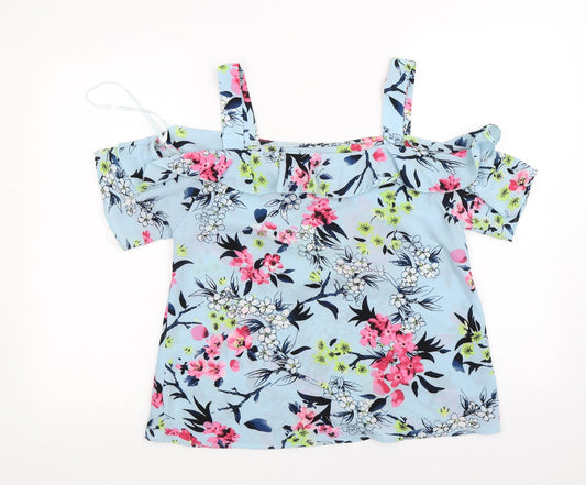 Quiz Womens Blue Floral Basic Blouse Size 8