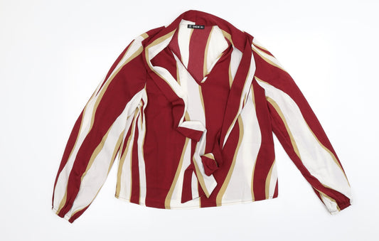 SHEIN Womens Red Striped Basic Blouse Size S